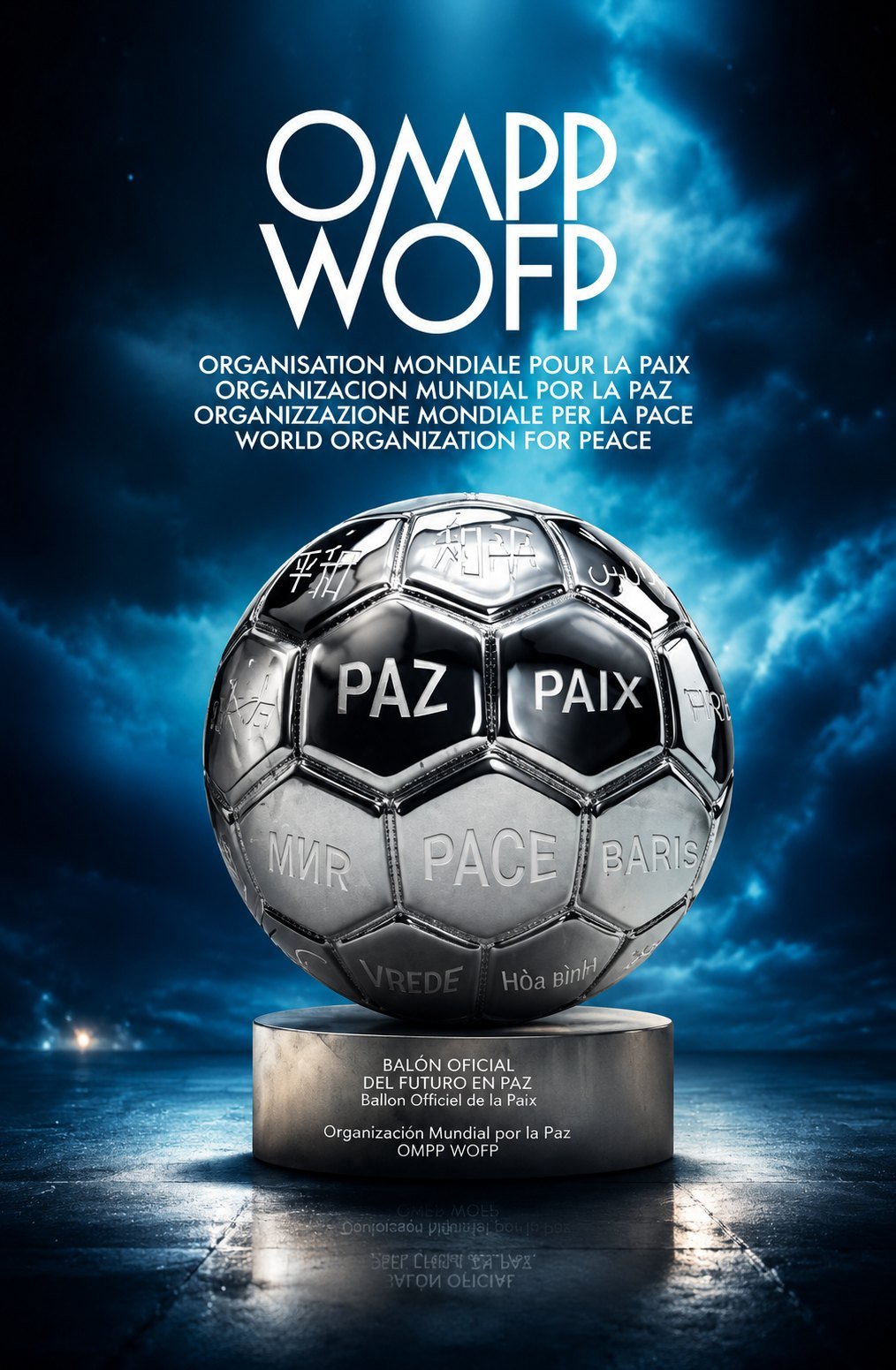 Balón Gigante de Fútbol y Paz, obra institucional en plata de 1,60 metros de diámetro
